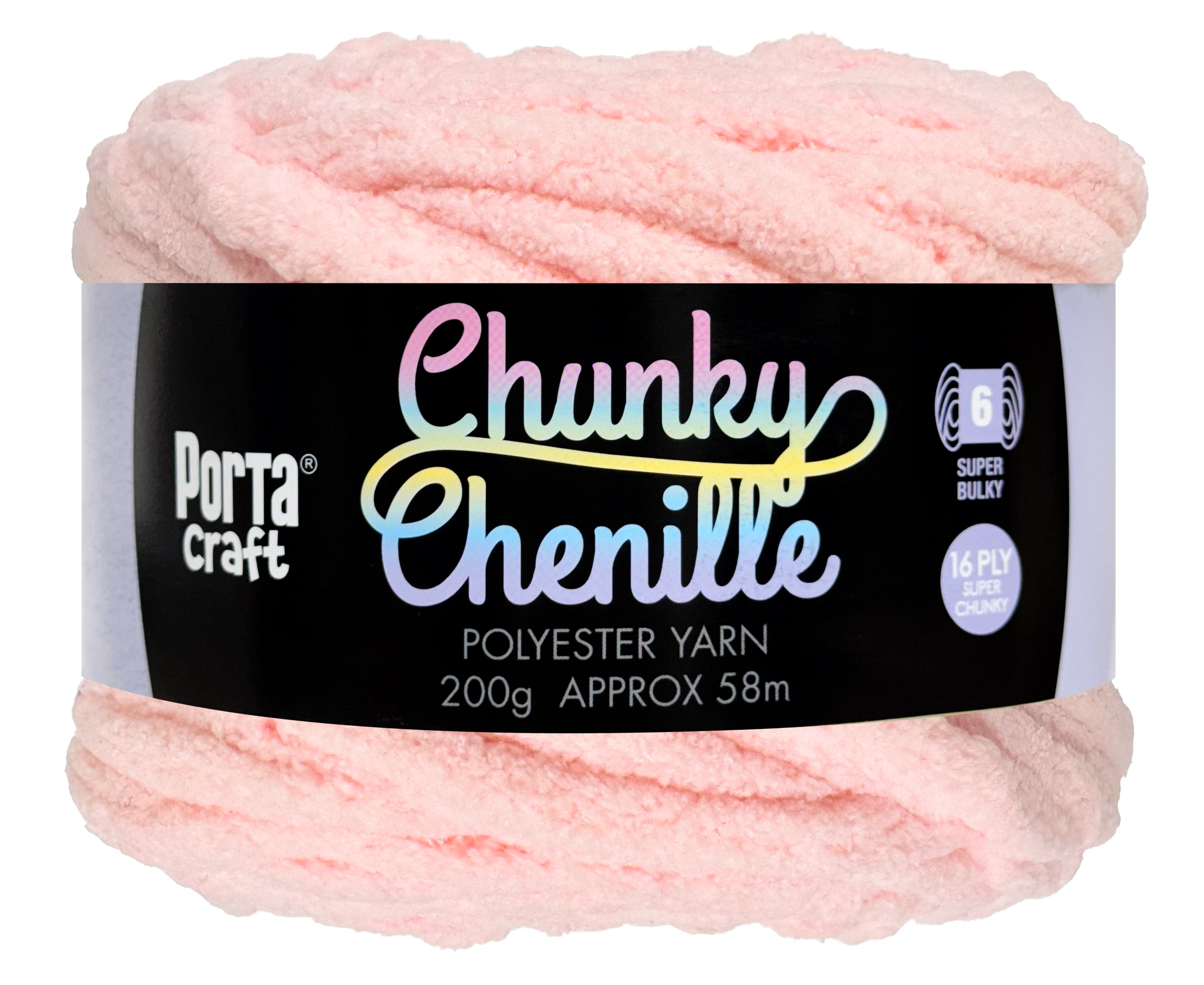 Porta Craft Chunky Chenille Yarn 200g 16ply 58m Baby Pink