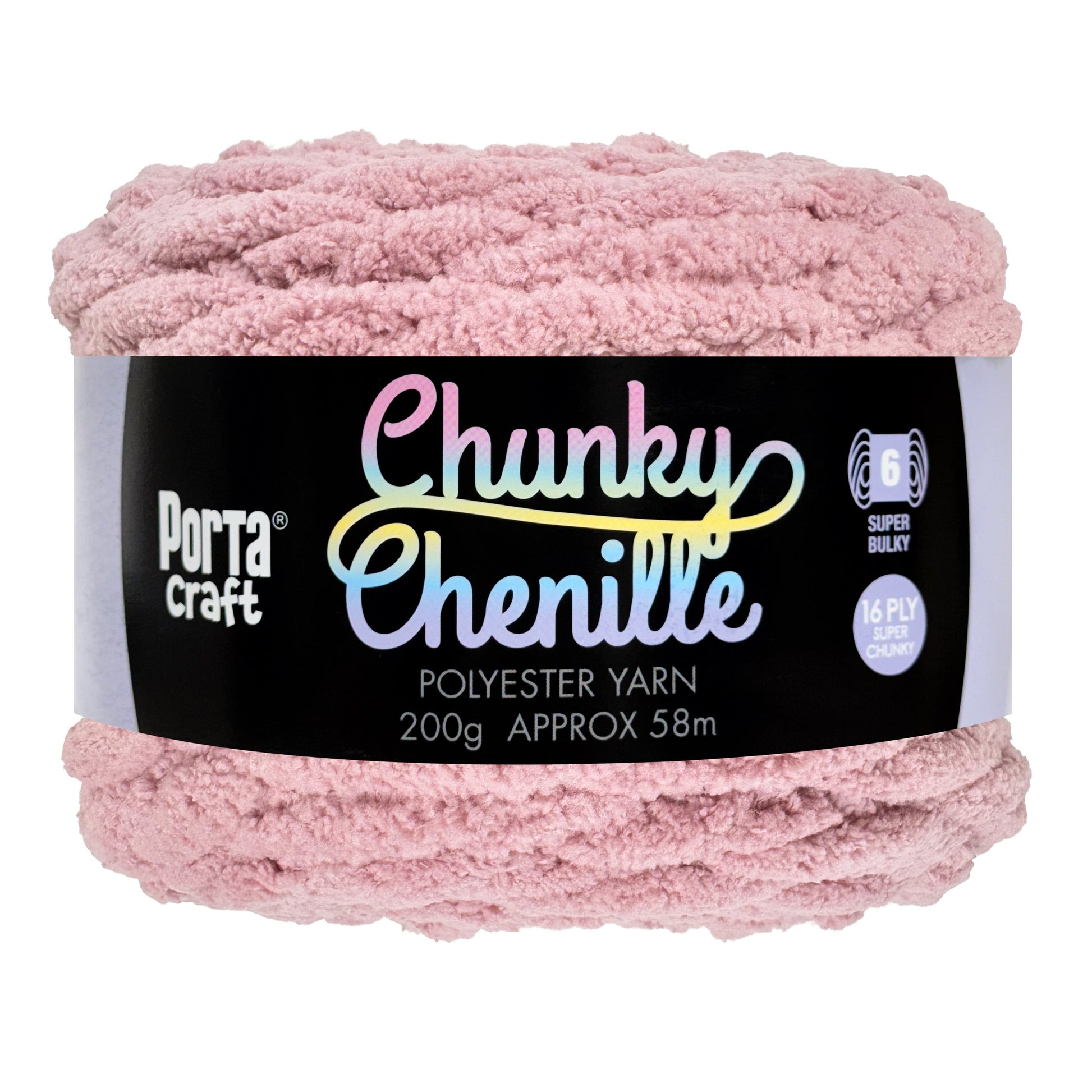 Porta Craft Chunky Chenille Yarn 200g 16ply 58m Mauve