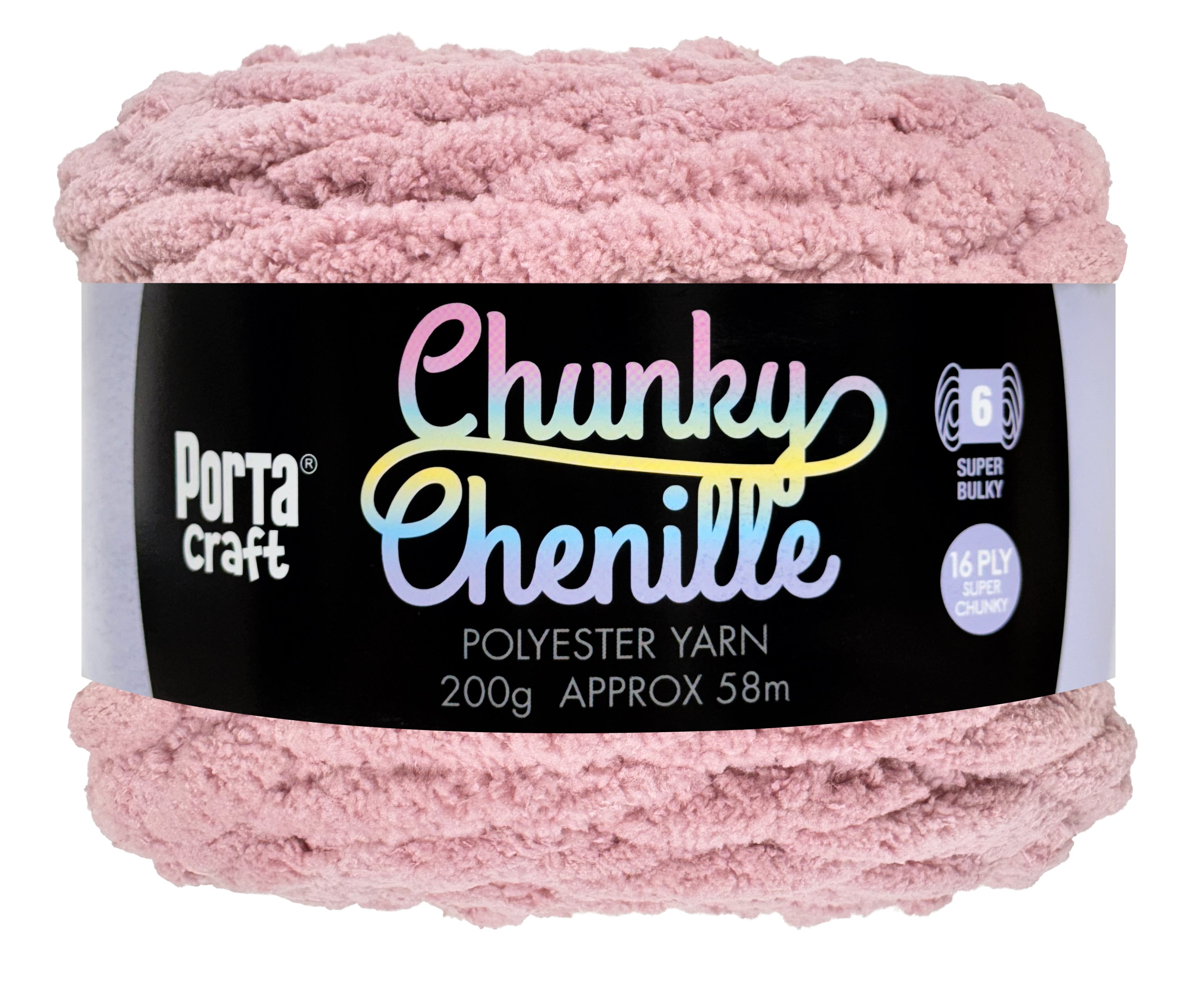 Porta Craft Chunky Chenille Yarn 200g 16ply 58m Mauve