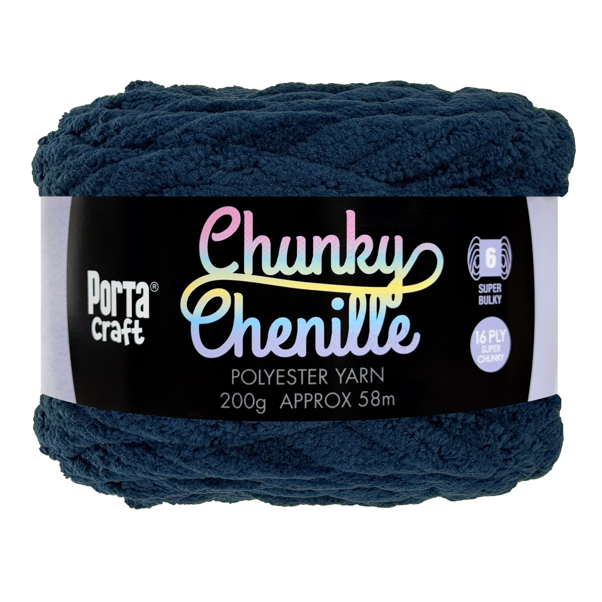 Porta Craft Chunky Chenille Yarn 200g 16ply 58m Dark Blue