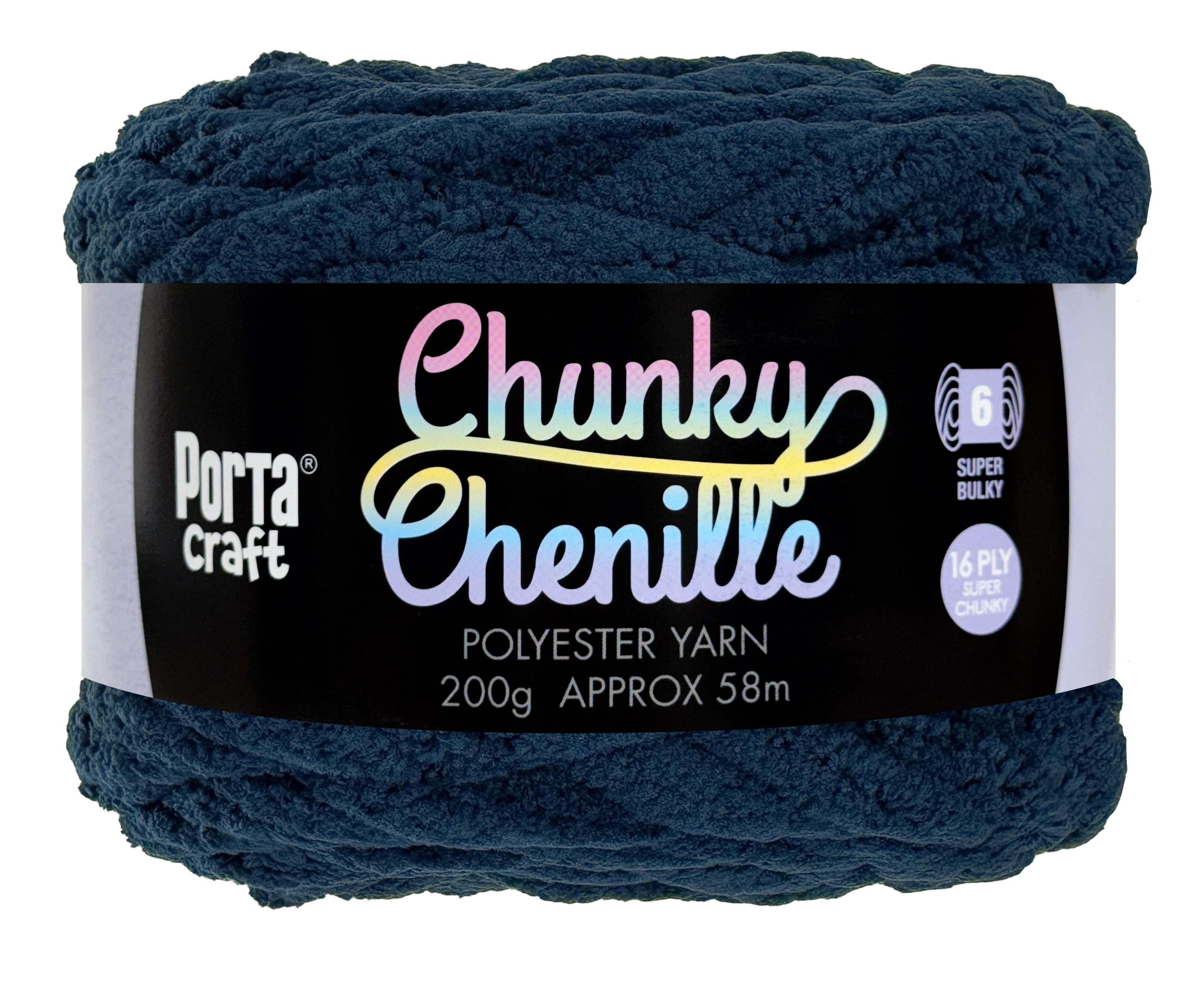 Porta Craft Chunky Chenille Yarn 200g 16ply 58m Dark Blue