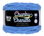 Porta Craft Chunky Chenille Yarn 200g 16ply 58m Bright Blue