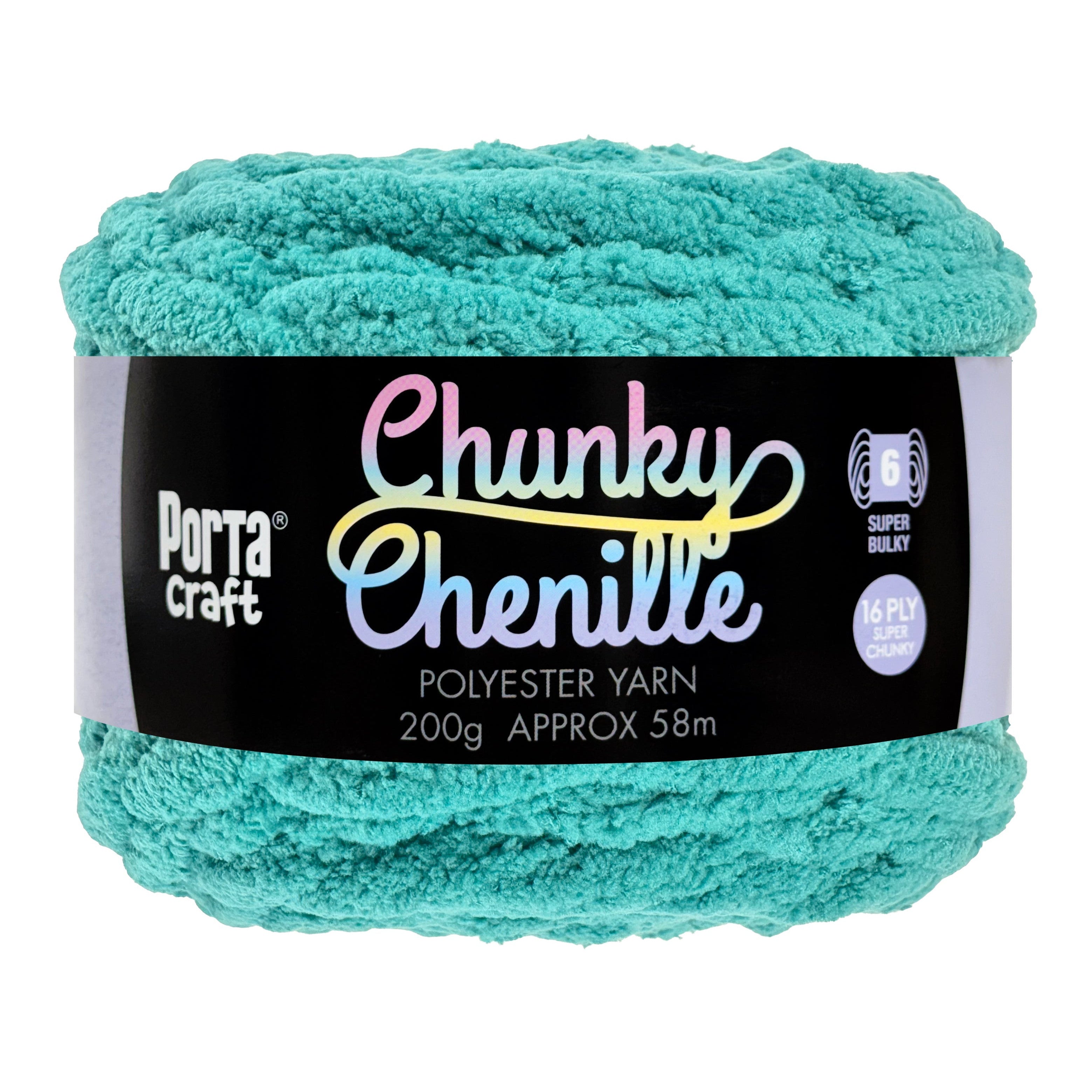Porta Craft Chunky Chenille Yarn 200g 16ply 58m Teal
