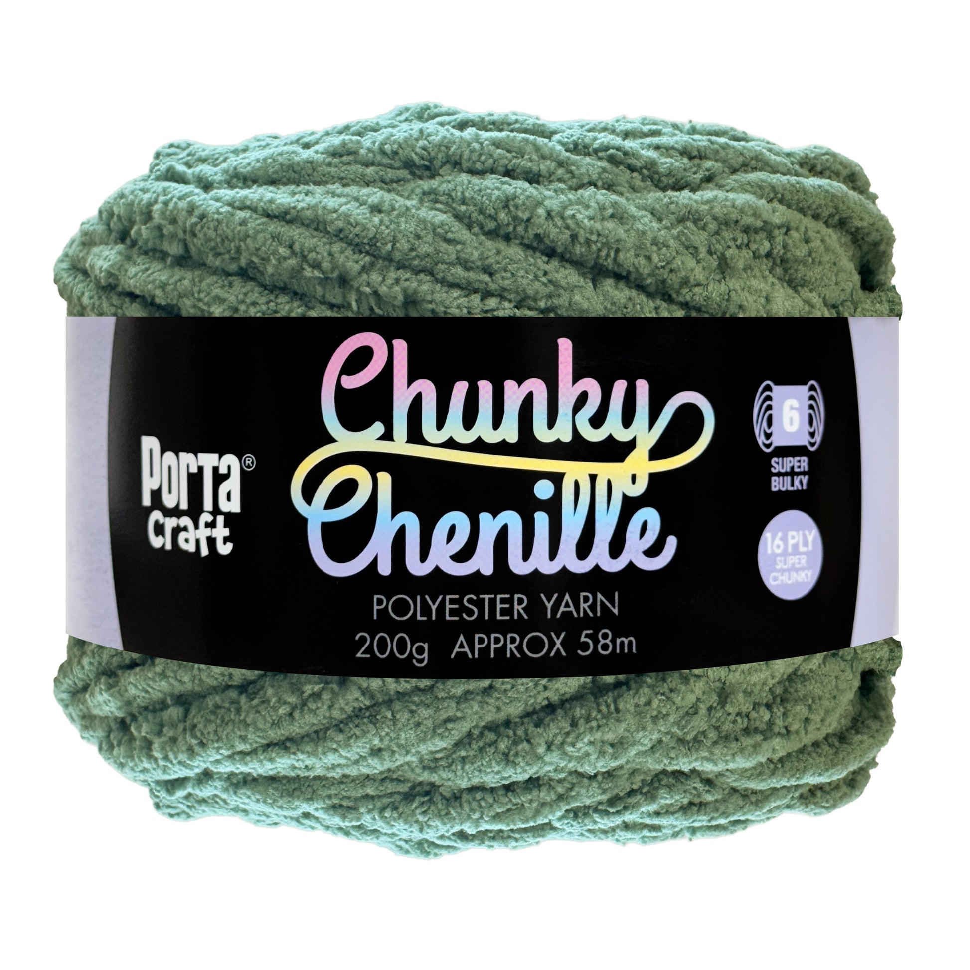 Porta Craft Chunky Chenille Yarn 200g 16ply 58m Eucalyptus