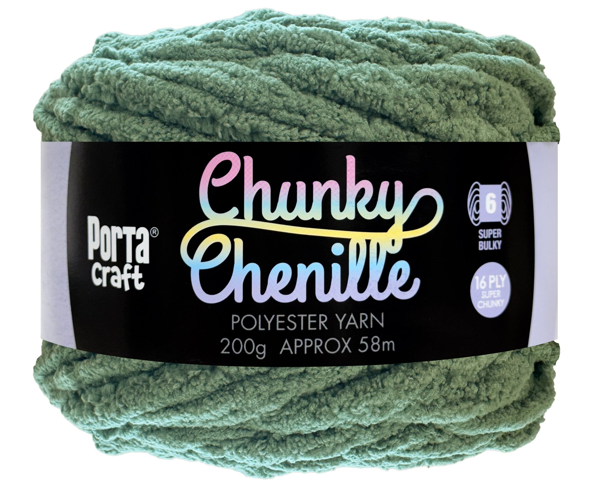 Porta Craft Chunky Chenille Yarn 200g 16ply 58m Eucalyptus