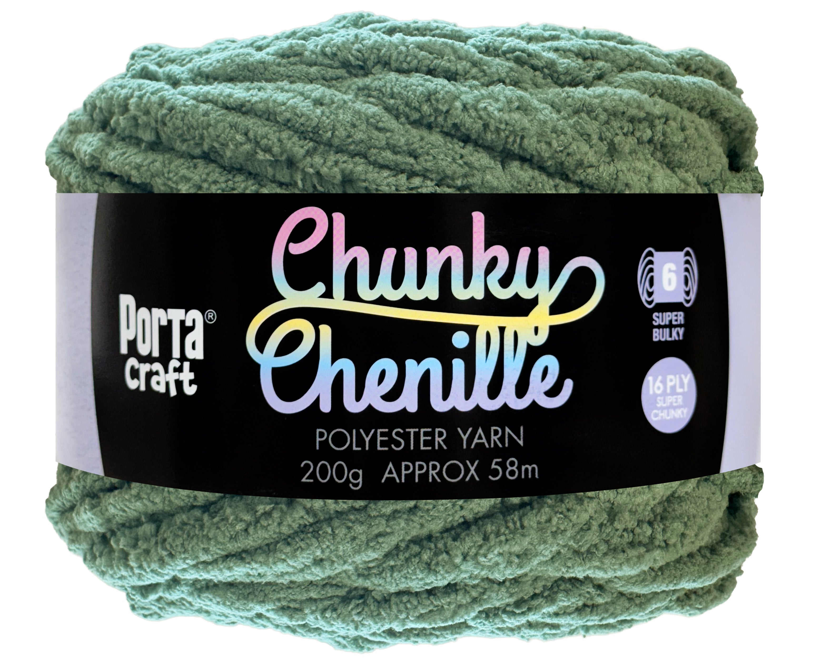 Porta Craft Chunky Chenille Yarn 200g 16ply 58m Eucalyptus