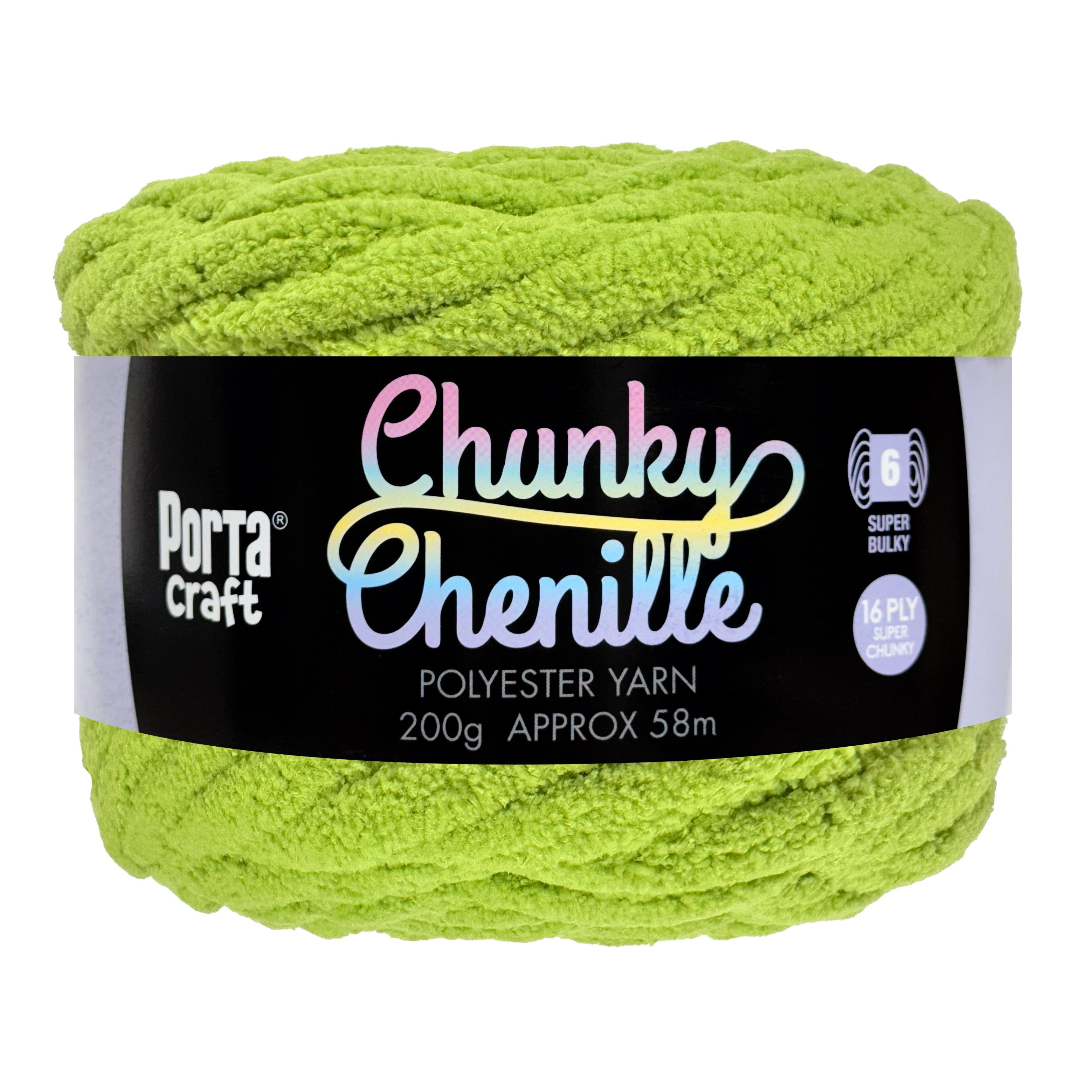Porta Craft Chunky Chenille Yarn 200g 16ply 58m Tree Frog