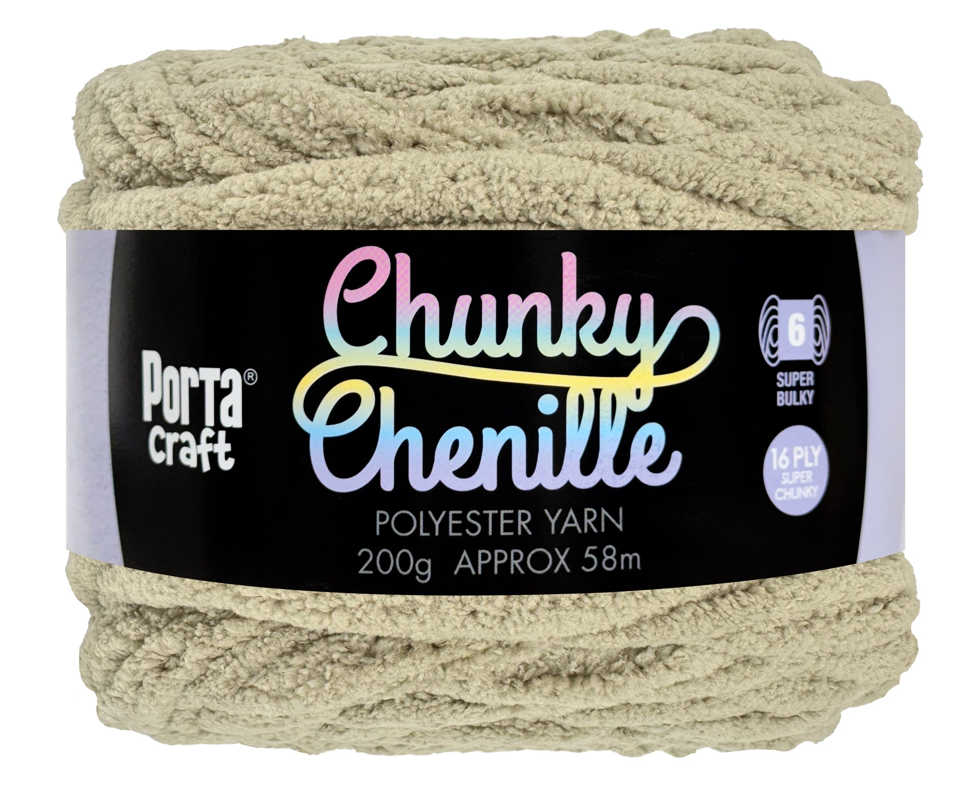 Porta Craft Chunky Chenille Yarn 200g 16ply 58m Taupe