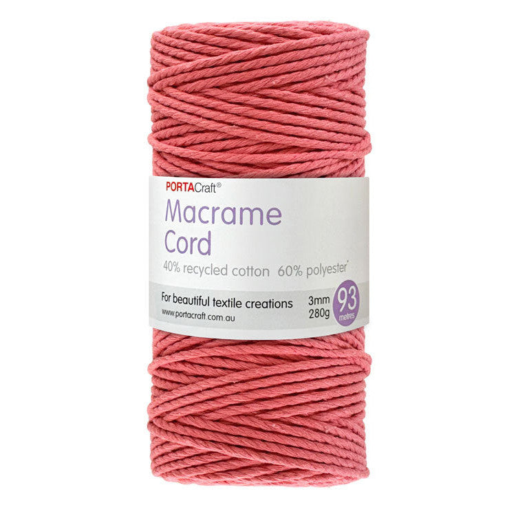 Macrame Cord Twisted 280g 3mm 93m Coral