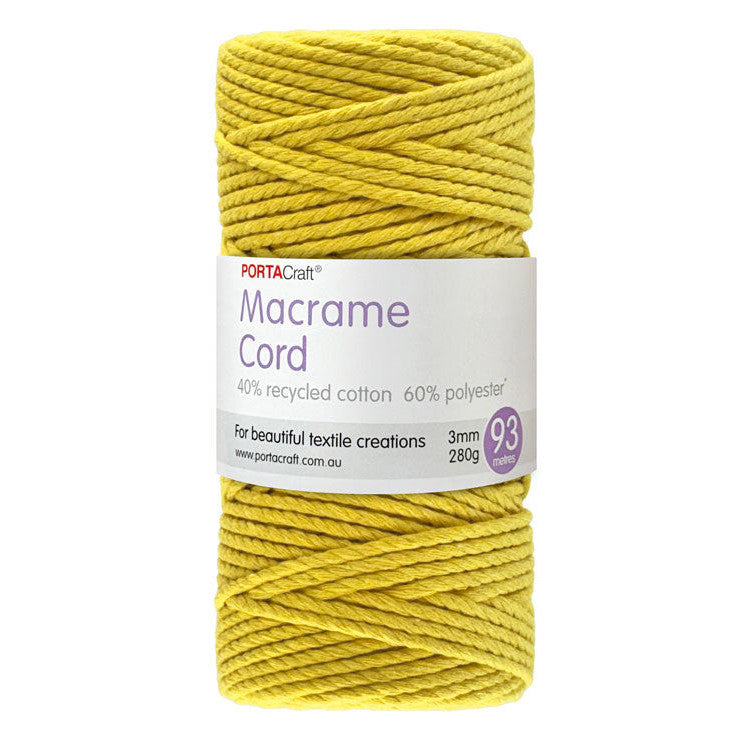 Macrame Cord Twisted 280g 3mm 93m Sunshine
