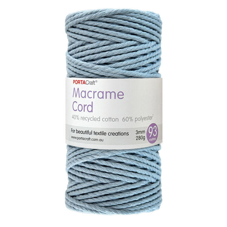 Macrame Cord Twisted 280g 3mm 93m Baby Blue