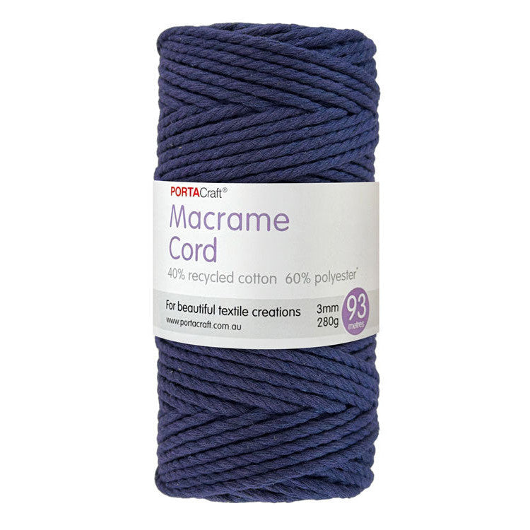 Macrame Cord Twisted 280g 3mm 93m Navy