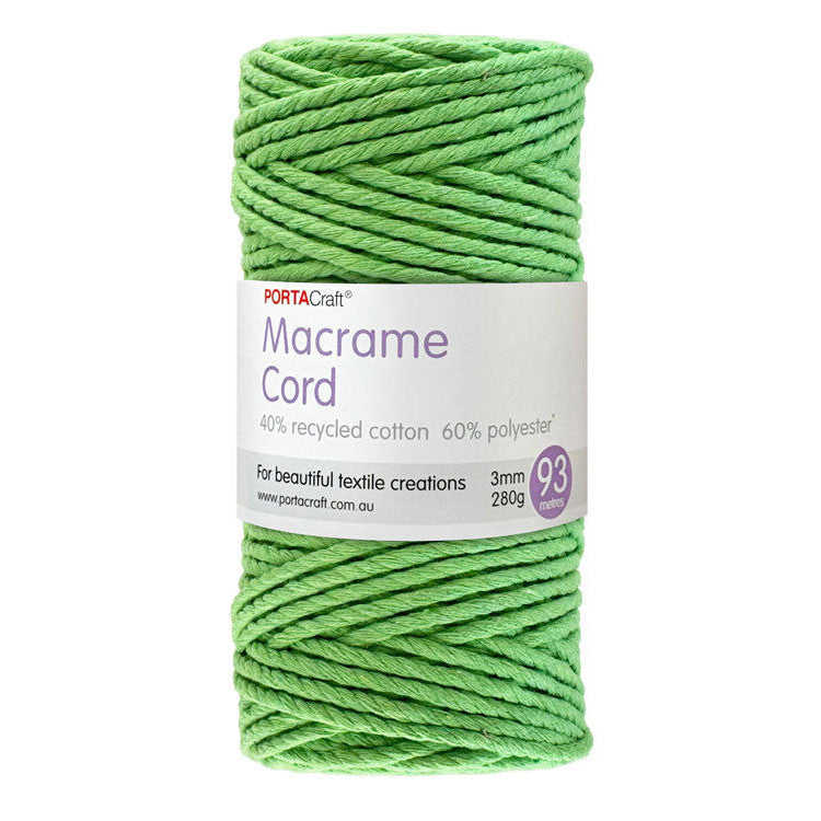 Macrame Cord Twisted 280g 3mm 93m Bright Green