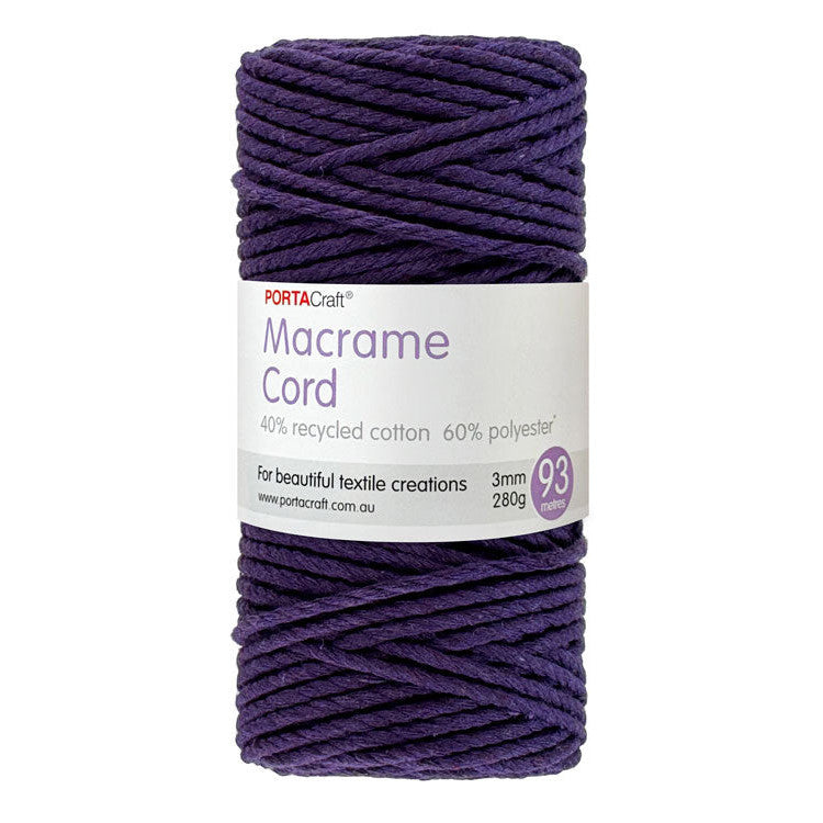 Macrame Cord Twisted 280g 3mm 93m Violet
