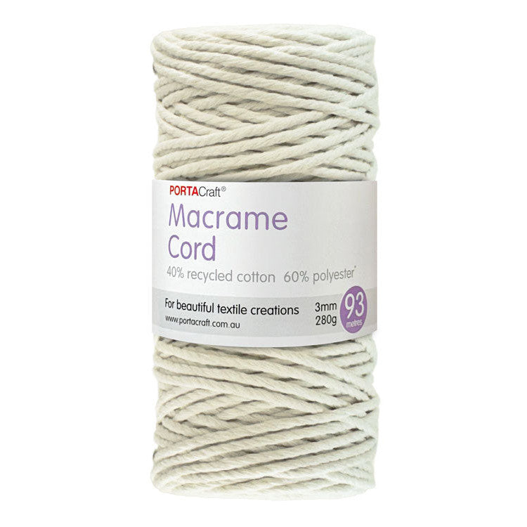 Macrame Cord Twisted 280g 3mm 93m Cream