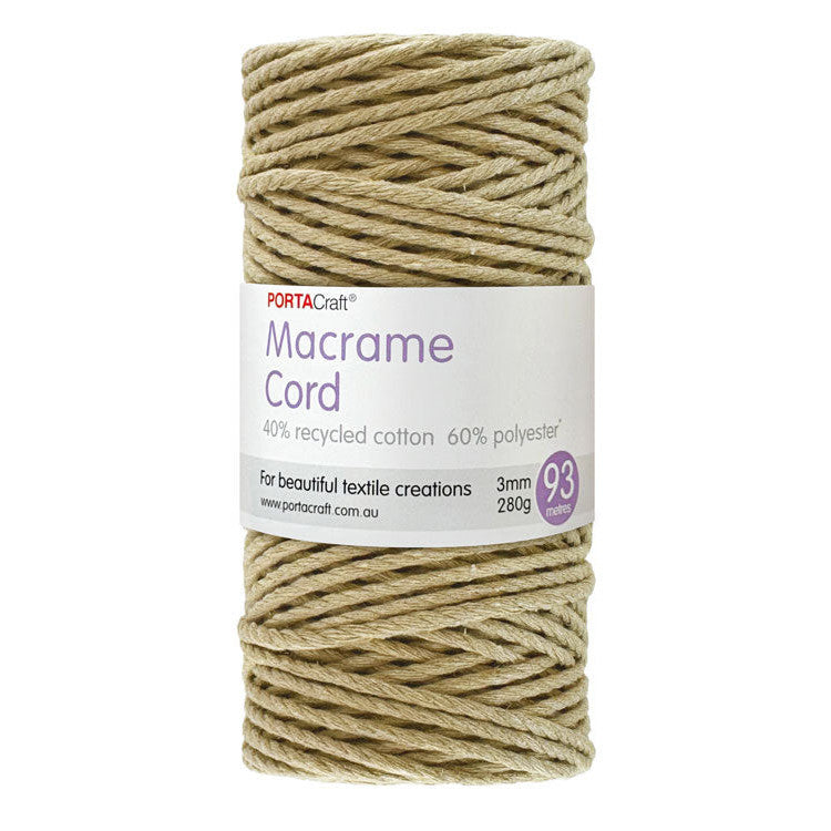 Macrame Cord Twisted 280g 3mm 93m Almond