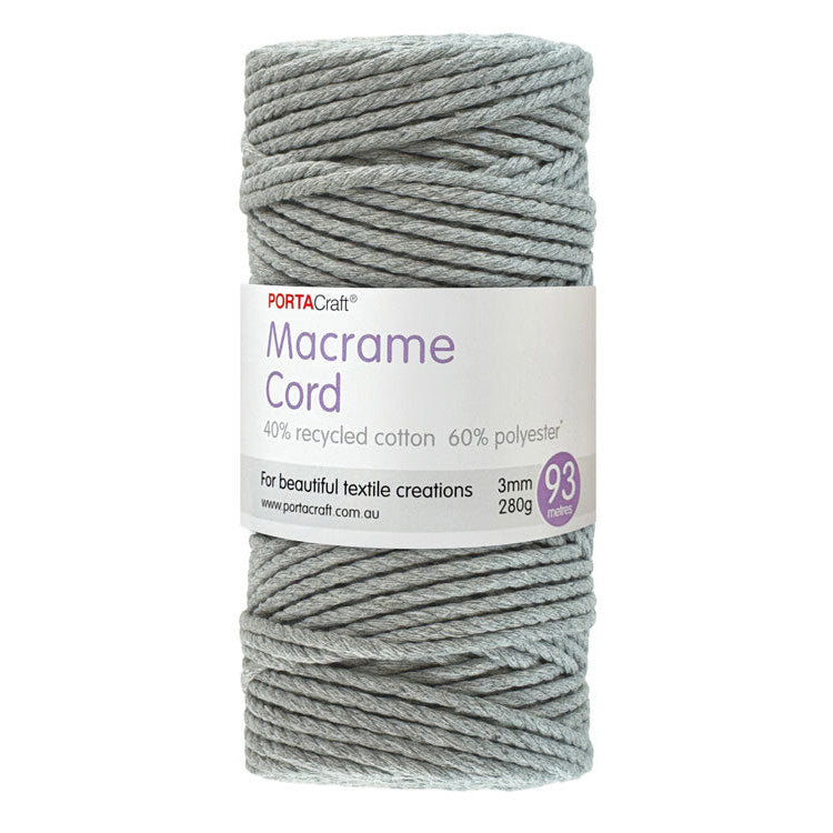 Macrame Cord Twisted 280g 3mm 93m Silver Grey