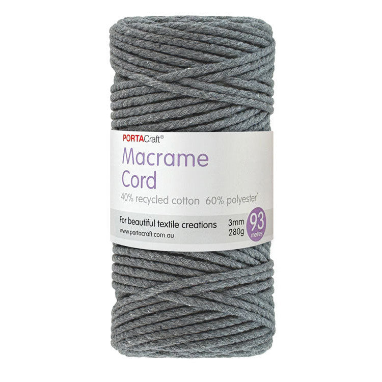 Macrame Cord Twisted 280g 3mm 93m Dove Grey