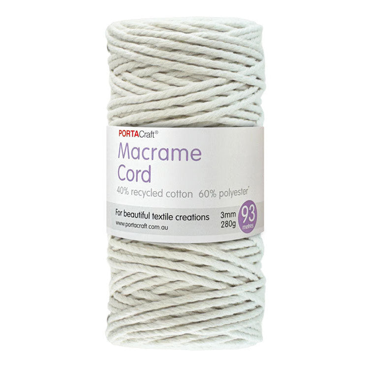 Macrame Cord Twisted 280g 3mm 93m White