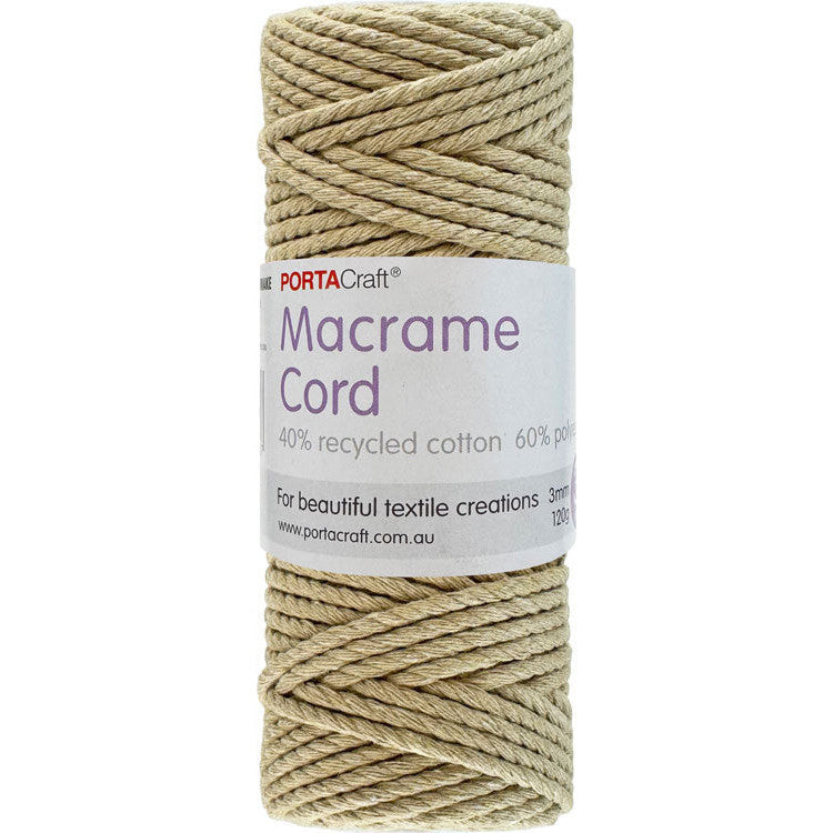 Macrame Cord Twisted 39m 3mm - Almond