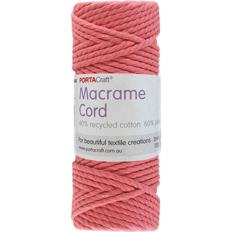 Macrame Cord Twisted 39m 3mm - Coral