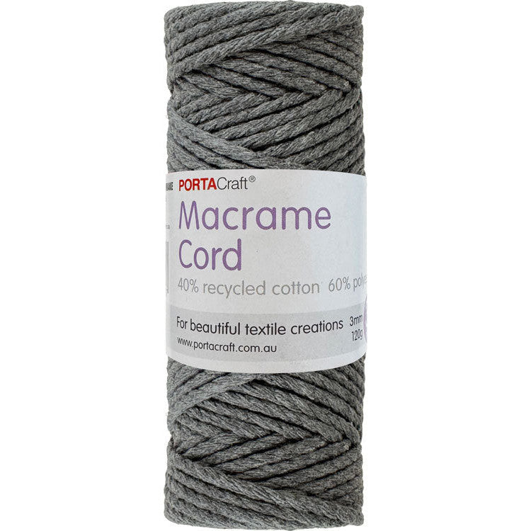 Macrame Cord Twisted 39m 3mm - Dove Grey