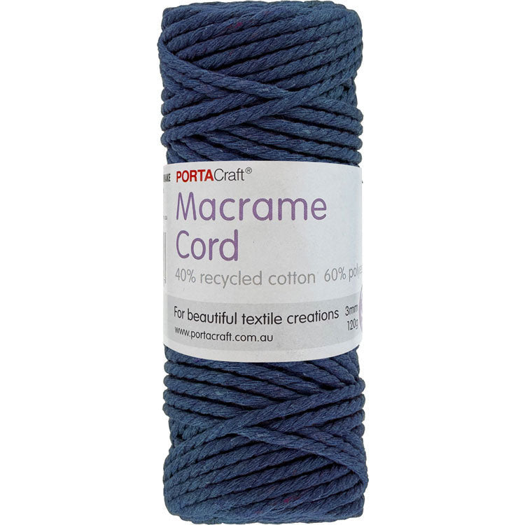Macrame Cord Twisted 39m 3mm - Navy