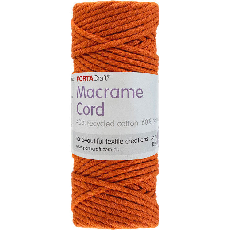 Macrame Cord Twisted 39m 3mm - Orange