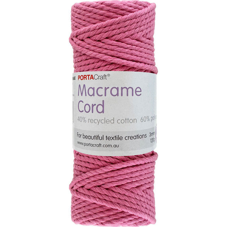 Macrame Cord Twisted 39m 3mm - Pink