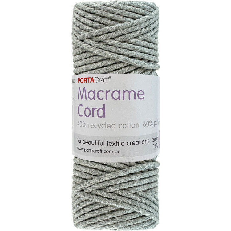 Macrame Cord Twisted 39m 3mm - Silver Grey