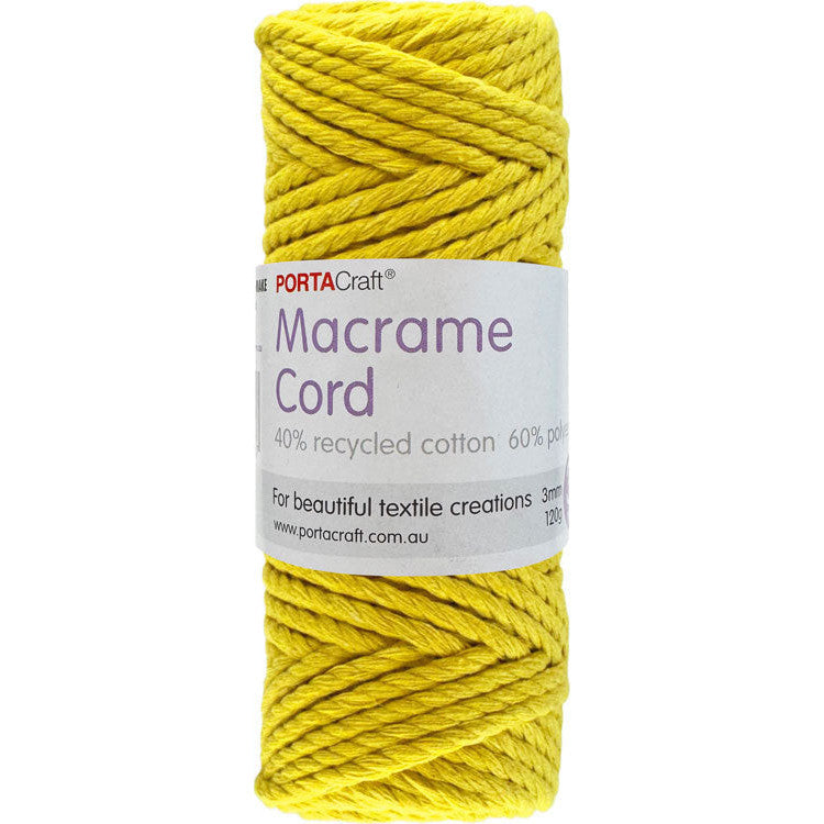 Macrame Cord Twisted 39m 3mm - Sunshine