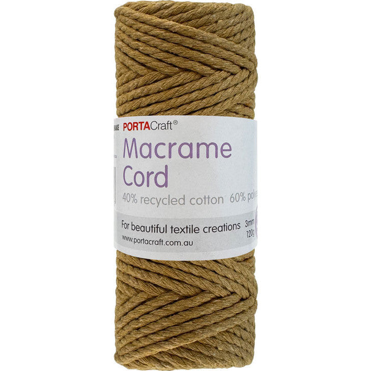 Macrame Cord Twisted 39m 3mm - Tan