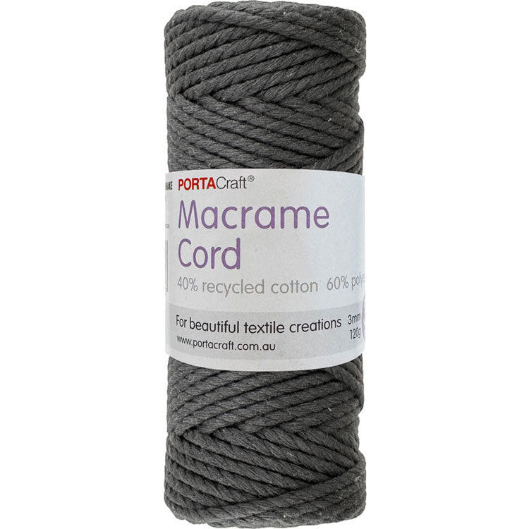 Macrame Cord Twisted 39m 3mm - Thunder