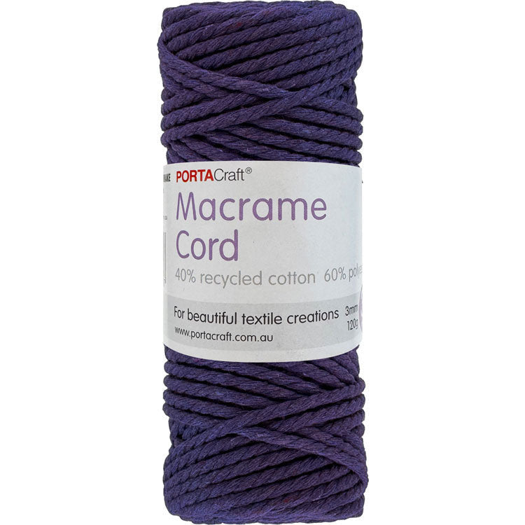 Macrame Cord Twisted 39m 3mm - Violet