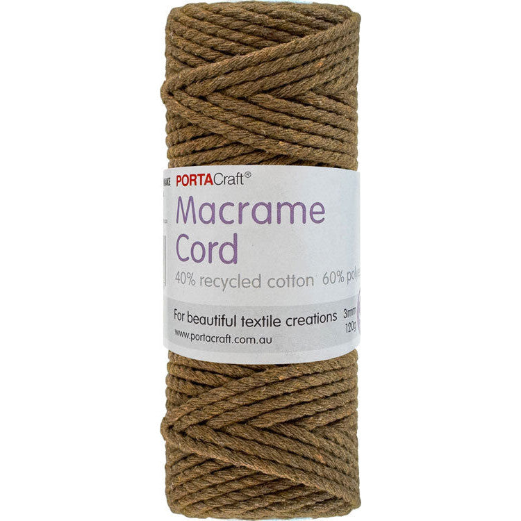 Macrame Cord Twisted 39m 3mm - Walnut
