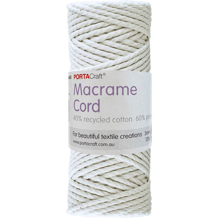 Macrame Cord Twisted 39m 3mm - White