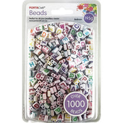 Alphabet Beads 8mm 195g White Squares with Multicolour
