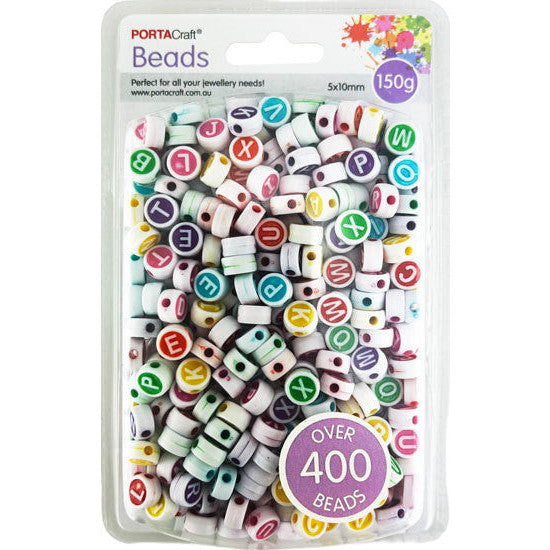 Alphabet Bead Discs 5x10mm 150g in Multicolour