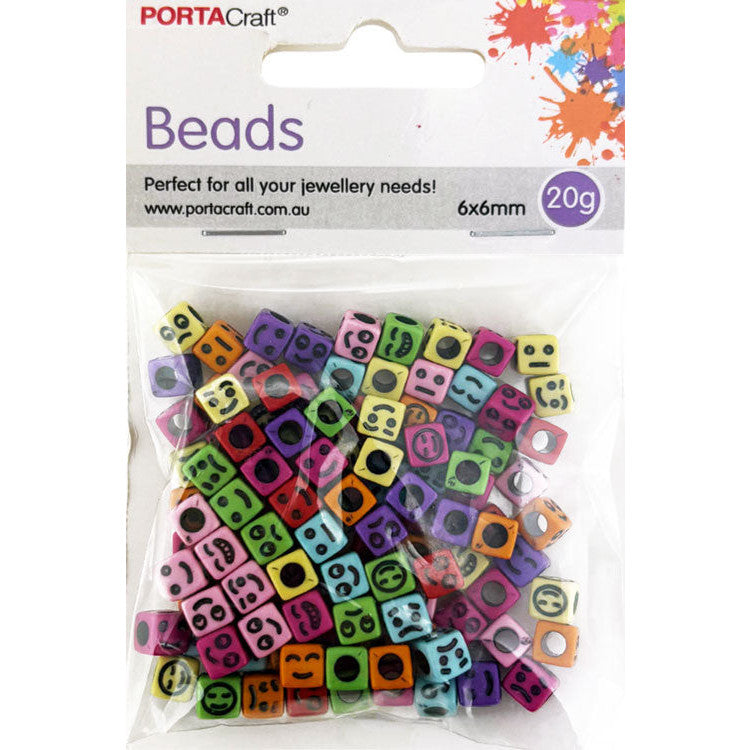 Porta Craft Multicolour Emoji Cube Beads 6mm