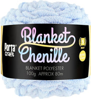 Chenille Blanket Yarn 100g 80m 12ply Baby Blue (NEW)