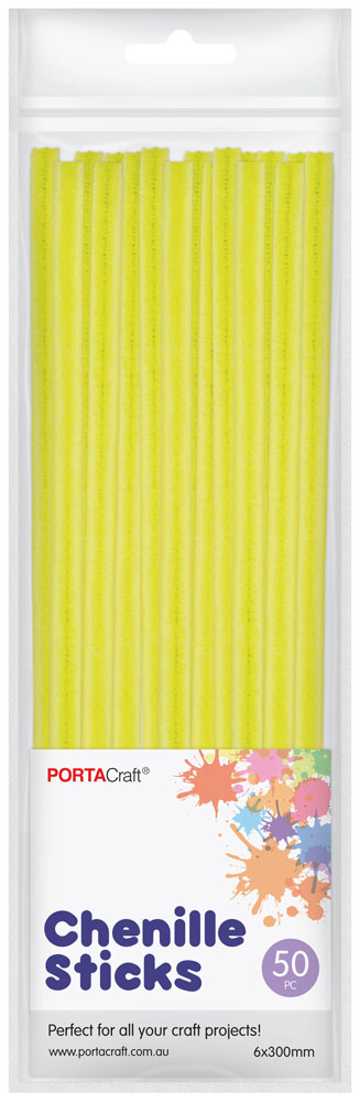 Neon Yellow Pipe Cleaners 6mm 50pk