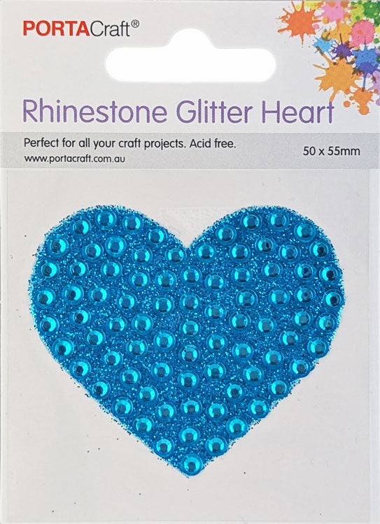 Rhinestone Decal Glitter Heart 55x50mm - Blue