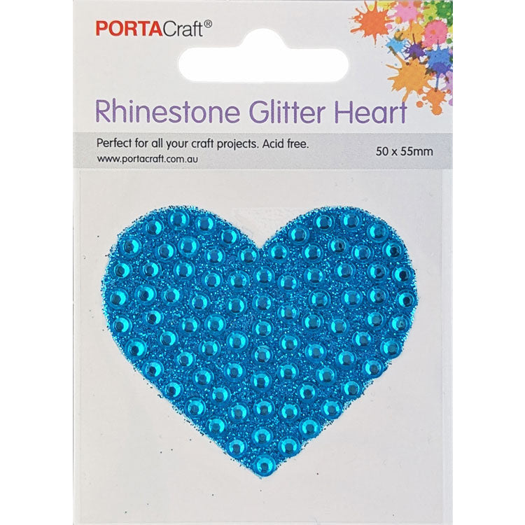 Rhinestone Decal Glitter Heart 55x50mm - Blue