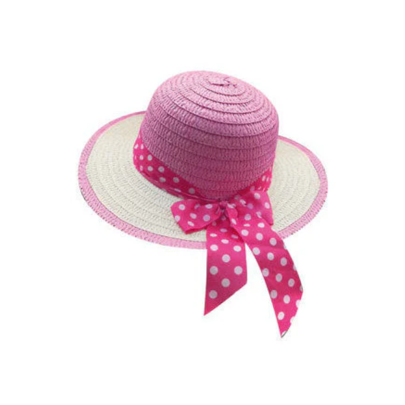 Bonnet with Coloured Trim and Polka Dot Ribbon Bow 30cm 1pk