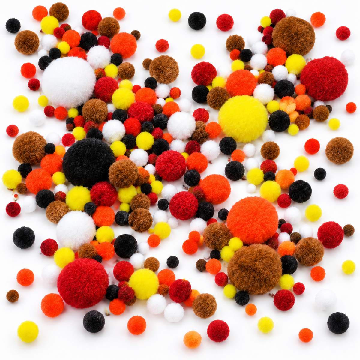 Pom Poms Assorted Sizes 300pcs in Animal Colours