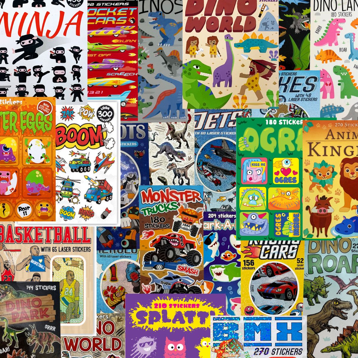 Sticker Books Bulk Value 100 Pack - Boy Designs Assorted