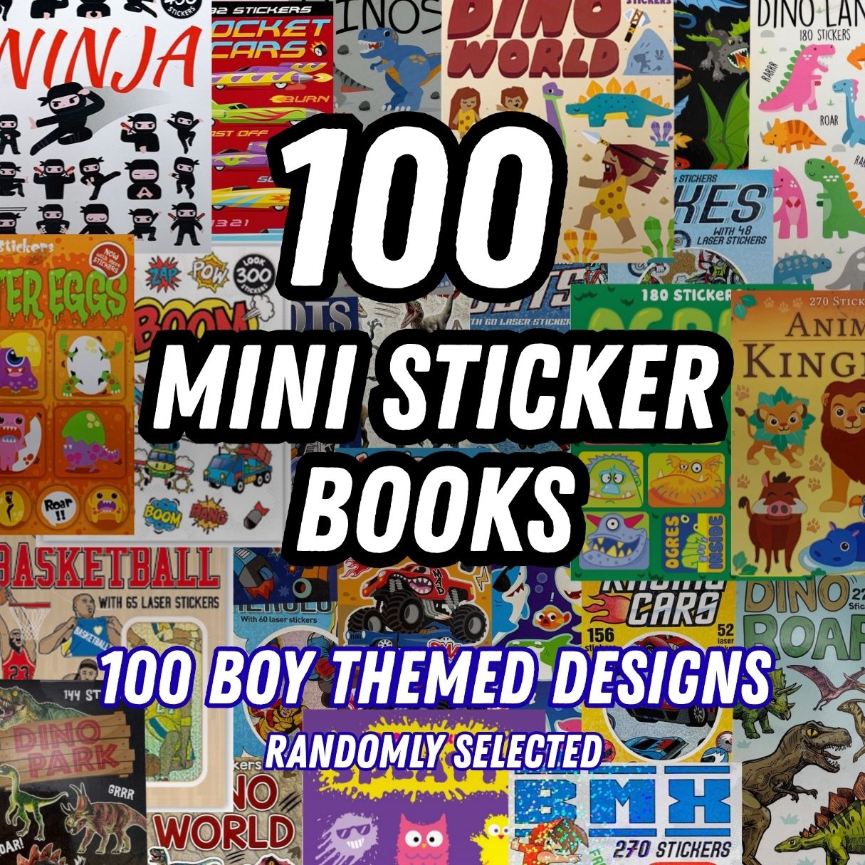 Sticker Books Bulk Value 100 Pack - Boy Designs Assorted