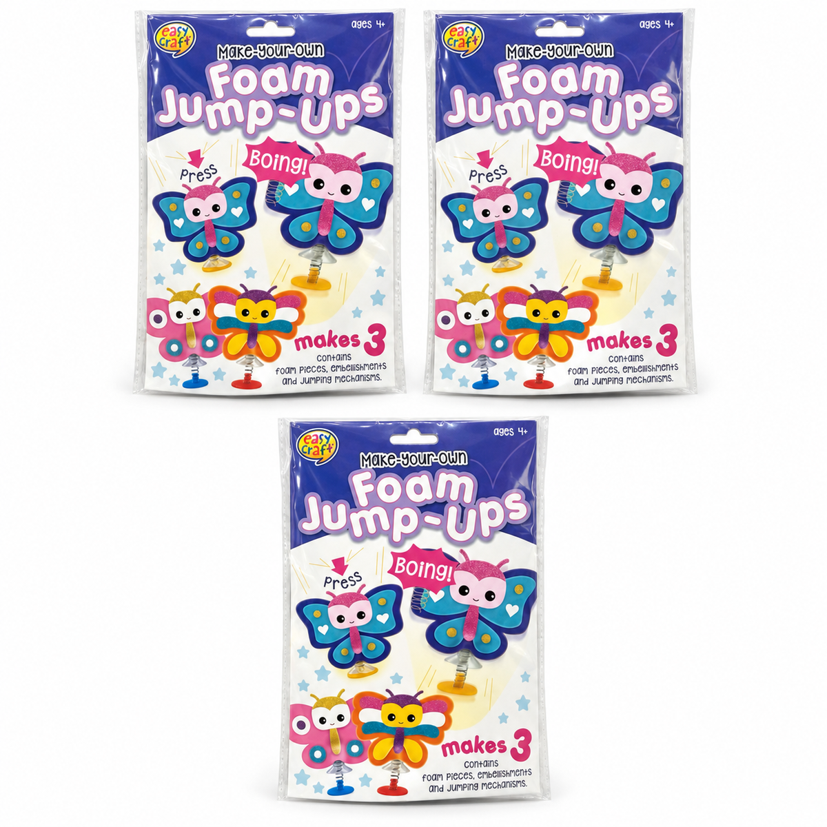 Foam Jump-Ups Craft Kit Butterflies 3pk