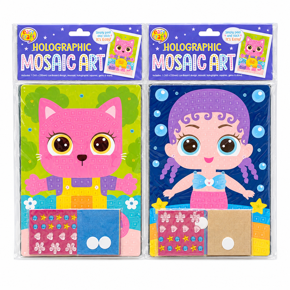 Mosaic Art Craft Kit 2pk - Mermaid & Cat