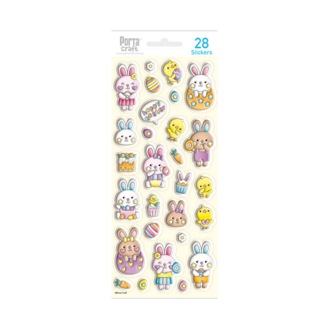 3D Easter Bunny Stickers 28pcs